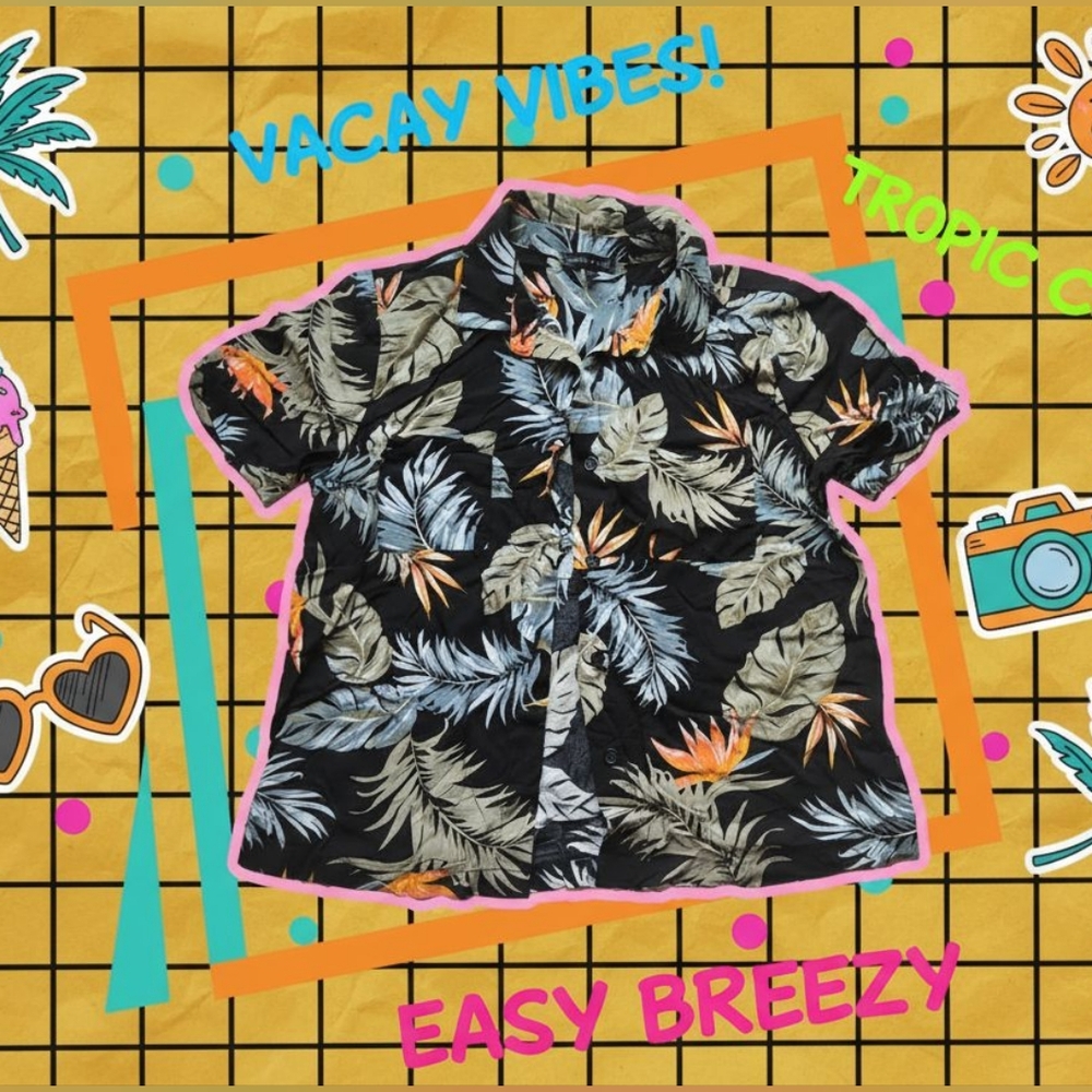 Tropical Leaf Print Shirt